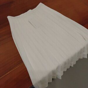 White Pleated Midi pleated Skirt